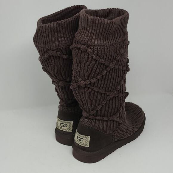 UGG Cardy Knit Brown Mid Boots Size 6 - Picture 4 of 8